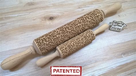 Wooden Rolling Pin The Lace Pattern Laser Cut Etsy