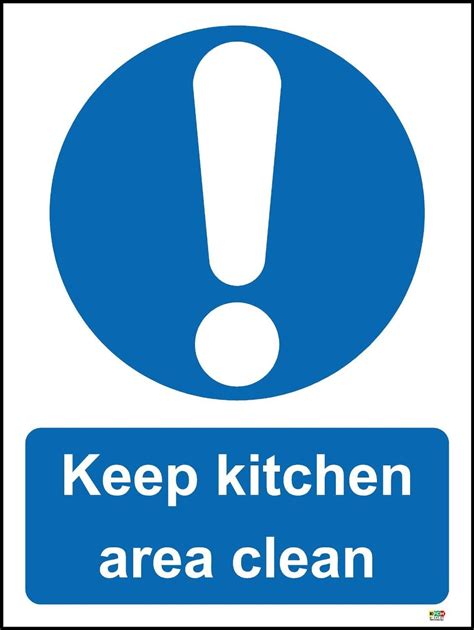 Keep Kitchen Area Clean Restaurant Safety Sign Self Adhesive Sticker
