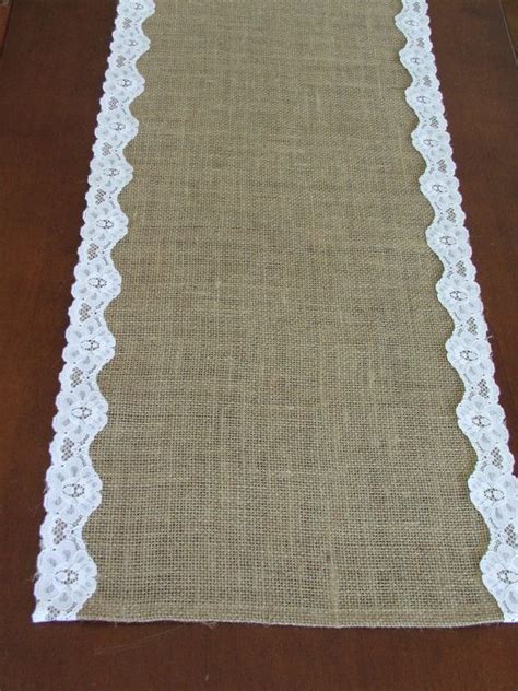 Burlap And Lace Table Runner Wedding Table Runner With White Lace