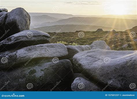 Sunset Over Rocky Hills Stock Image Image Of Peak Mountain 157501237