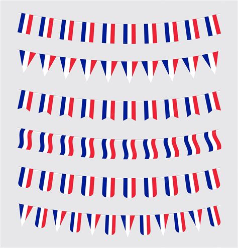 Premium Vector France Bunting Set With French Flags France Flags Garland