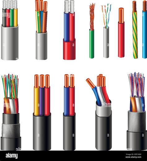 Various Types Power Cables With Electrical Wire Conductors Held