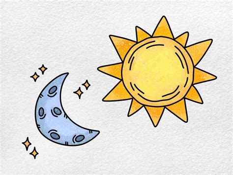 How To Draw Sun And Moon Helloartsy