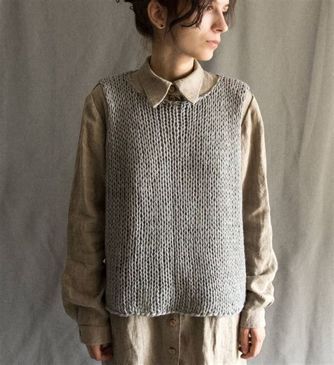 Woolen Vest Natural Wool Knitted Vest Womens Grey Knitted Etsy