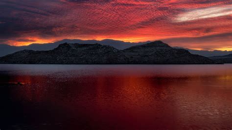 Wallpaper Mead Usa Lake Mountains Sunset Hd Widescreen High