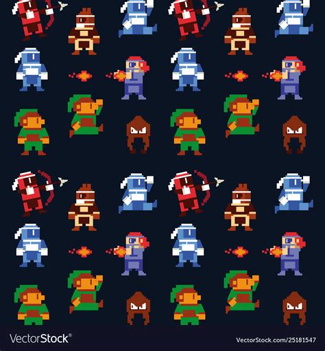 Retro Videogame Arcade Characters Collection Vector Image