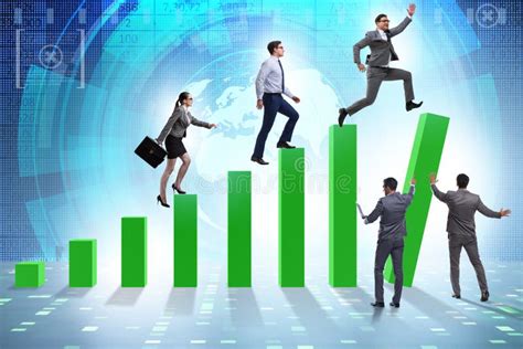Business People Supporting Economic Growth On Chart Stock Image Image
