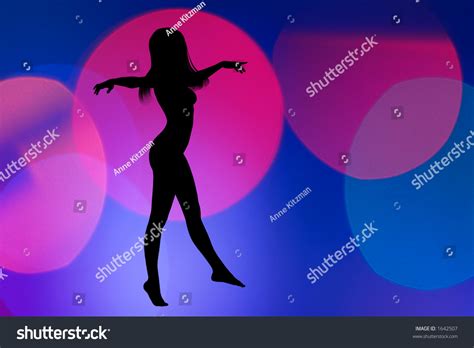 Ilustrasi Stok Silhouette Nude Woman Dancing Against Pink 1642507