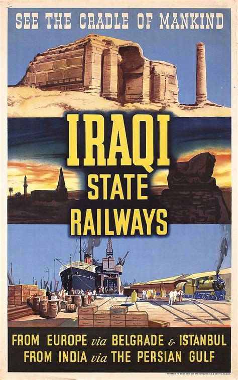 Sold Price Old Original 194050s Iraq State Railway Travel Poster