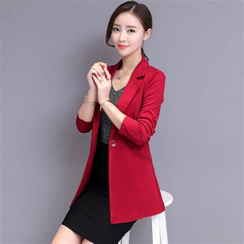Fashion Small Suit Female 2019 Spring New Long Section Long Sleeved Korean Women S Wild Slim