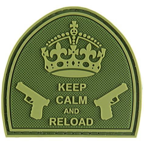 G Force Keep Calm And Reload Pvc Morale Patch Od Green Airsoft