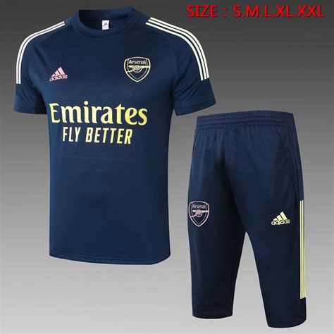 2021 New Adult Arsenal Blue Short Sleeve Round Collar Football Uniform