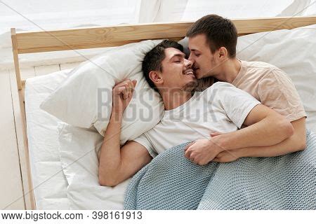 Happy Gay Couple Lying Image Photo Free Trial Bigstock