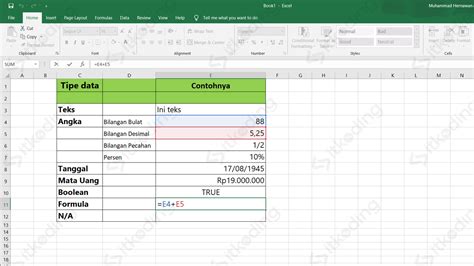 Tipe Data Jenis Data Pada Microsoft Excel Microsoft E Vrogue Co
