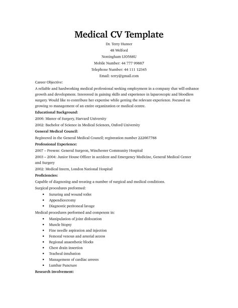 This medical resume template for word lets you easily create your job resume and cover letter. CV Examples - CV Examples | Medical resume template, Cv ...