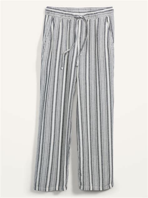 High Waisted Striped Linen Blend Wide Leg Pants For Women Old Navy