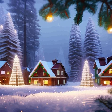 Premium Vector Winter Is Coming Snowy Night With Coniferous Forest