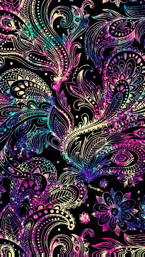 Vector flower seamless pattern background. Neon Paisley Galaxy Wallpaper #androidwallpaper # ...