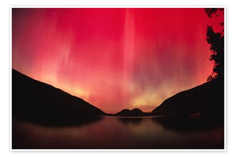 Aurora Borealis Over Jordan Pond In Autumn Acadia National Park Print