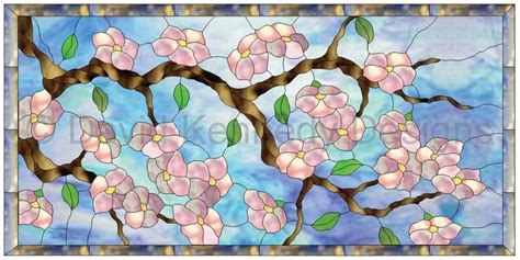 Cherry Blossom Horizontal Stained Glass Pattern© David Etsy