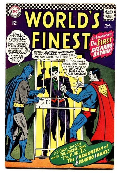 Worlds Finest 156 Comic Book 1965 Bizarro Batman Joker Cover Hipcomic