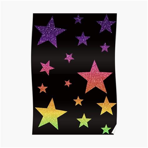 Bright Rainbow Ombre Faux Glitter Stars Poster For Sale By Felicity K