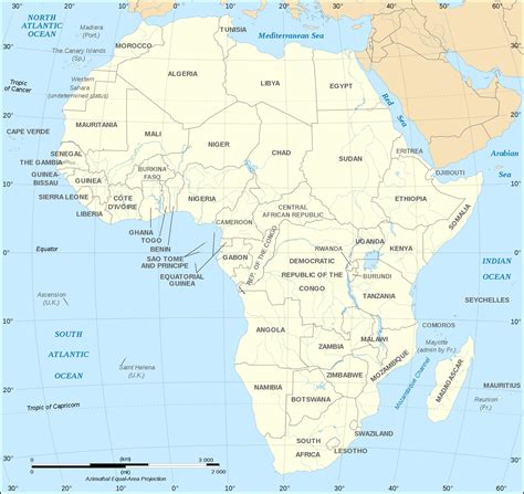 African Continent Countries Map •