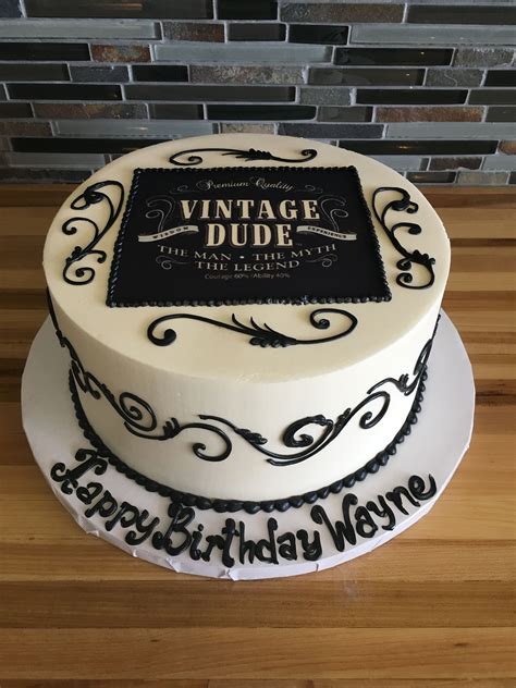 Vintage Dude Birthday Cake With Scroll Work