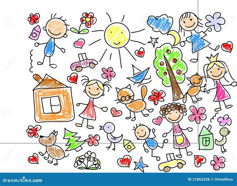 Childrens Drawingsvector Royalty Free Stock Image Image 21863236