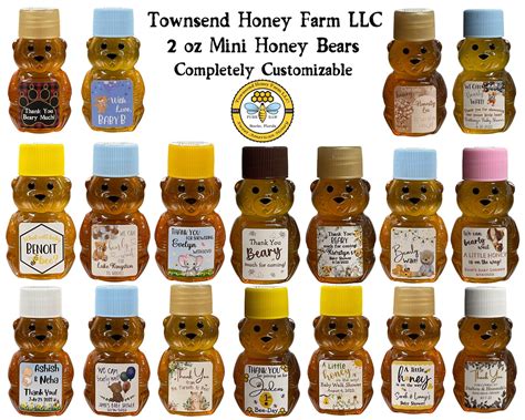 50 Custom Mini Honey Bears Pure Raw Florida Honey Wedding Etsy