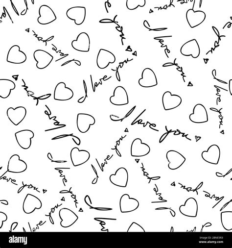 I Love You Phrase And Hearts Seamless Pattern Romantic Quotes And