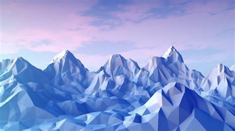 3d Illustration Of A Low Poly Skyline Featuring Majestic High Mountains