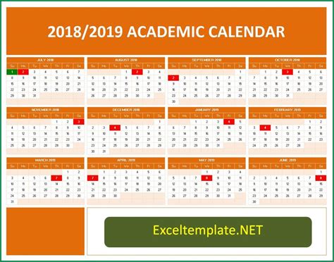 Yearly School Calendar Excel Templates
