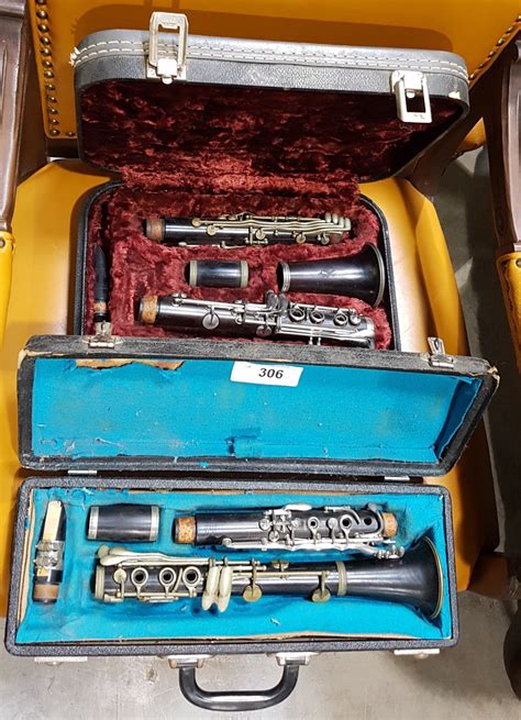 Two Vintage Clarinets In Cases