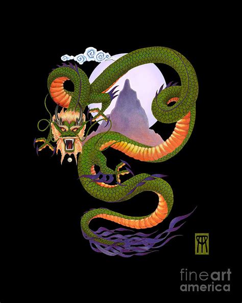 Lunar Chinese Dragon On Black Digital Art By Melissa A Benson