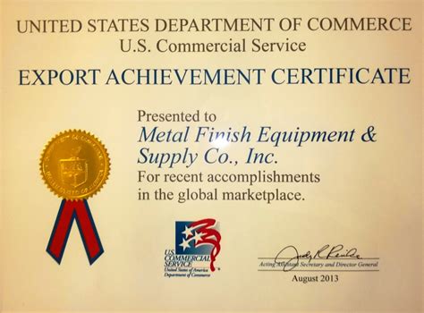 Metfin Receives Us Department Of Commerce Export Achievement Award Metfin