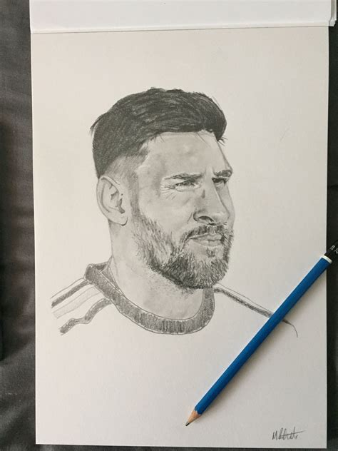Portrait Drawing Of Barcelona Star Lionel Messi Lionel Messi