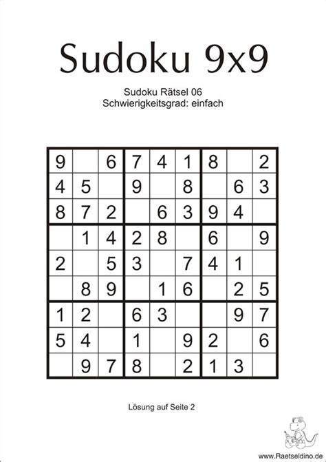 Sudoku einfach | Vorlage mit Lösung zum Ausdrucken