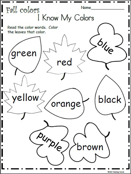 I Know My Fall Colors Worksheet Color Worksheets For Preschool Fall