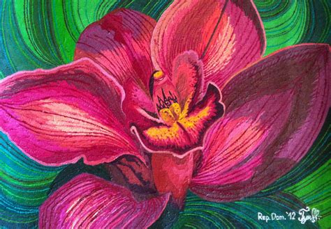 Magenta Orchid Oil Painting Рисунок маслом Орхидея Живопись маслом