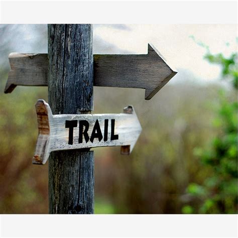 Landscape Photo Wooden Hiking Trail Marker Sign Trail Sign