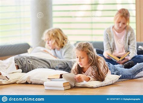 Group Of Kids Are Reading Children S Books Stock Image Image Of