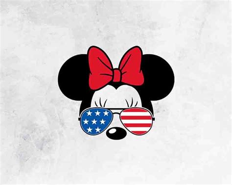 Sunglasses American Flag 4th of July Minnie Mouse SVG | Etsy