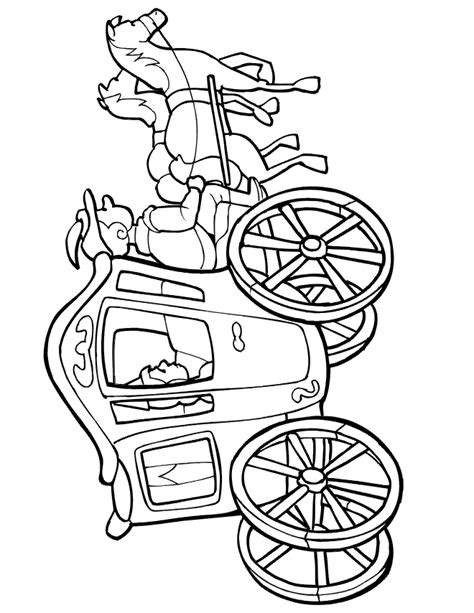 Horse And Carriage Coloring Page 2 Horses Pulling Carriage