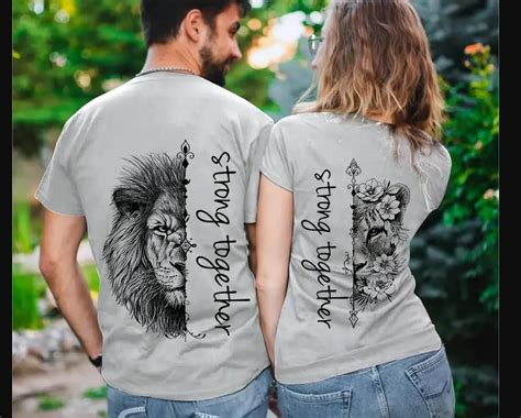 Couple T Shirt Strong Together Lion Couples T Shirts Matching Etsy