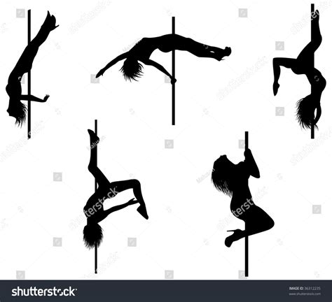 Five Pole Dancers Silhouettes Sexy Poses Stock Illustration 36312235