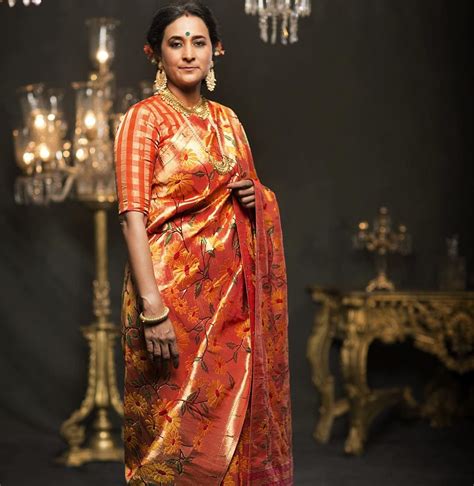 Orange Gold Floral Gaurang Shah Wedding Saree Saree Fashion Indian Bridal Dress