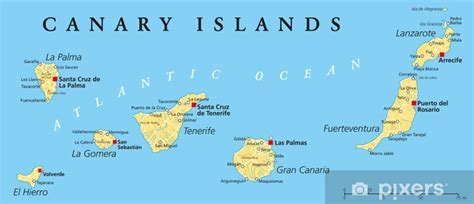 Çıkartması Pixerstick Kanarya Adaları Siyasi Haritası PIXERS COM TR