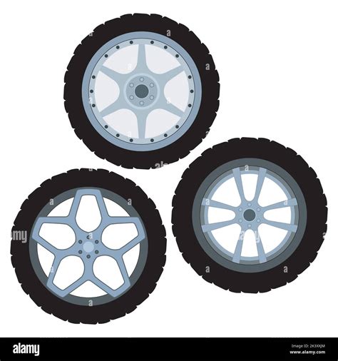 Vector Set Of Alloy Wheels Illustration Isolated On White Background