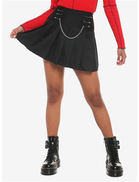 Safety Pin Pleated Skirt Hot Topic